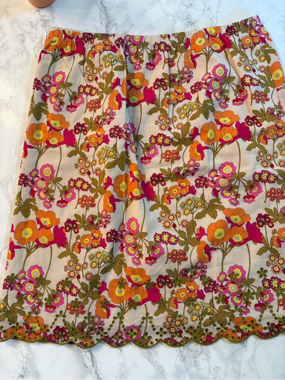 J.Jill Floral Cotton Skirt Women’s Size [3XL] Pink Orange Retro Flower
